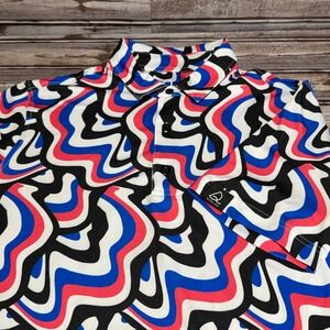 DEOLAX Mens Medium Abstract Swirl Golf‎ Polo Shirt Short Sleeve